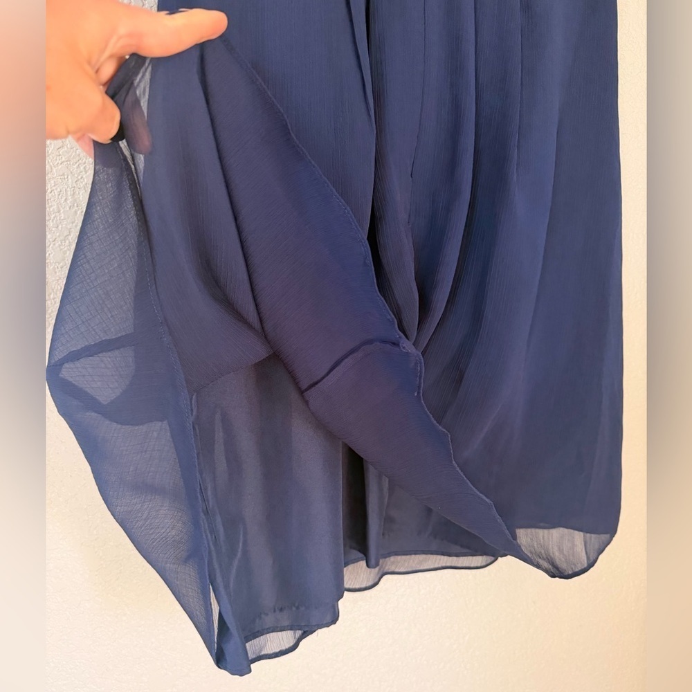 David's Bridal Navy Marine Blue Midi Sleeveless Lace Back Bridesmaid Dress 10 - Picture 6 of 9